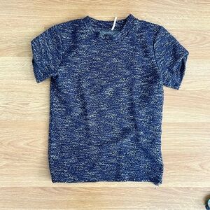 Free People Blue Speckled Short Sleeve Tee